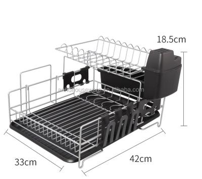 China Sustainable Kitchen 2 Tier Set Universal Metal Dish Drying Rack for sale