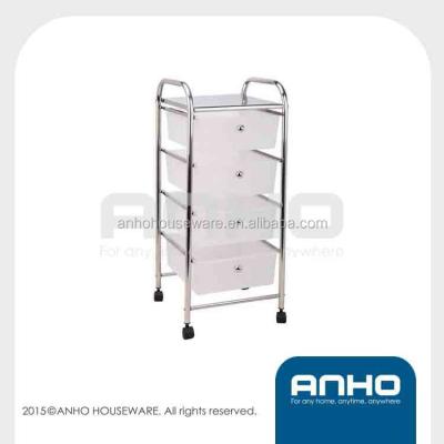 China Modern stainless steel 4 tier storage trolley for sale