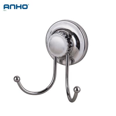 China Sustainable Wall Mounted Vacuum Suction Towel And Wall Head Coat Hooks Double Bath Hook For Kitchen Bathroom for sale