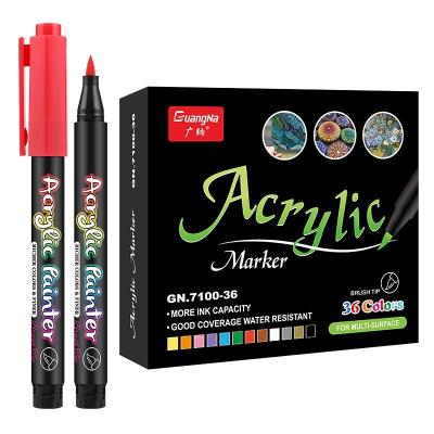 China Water Proof New Diy Hand Painted 2022 Amazon Graffiti Hand Count Drawing 36 Colors Gently Tilt Acrylic Water Based Marker Pen Paint Set for sale