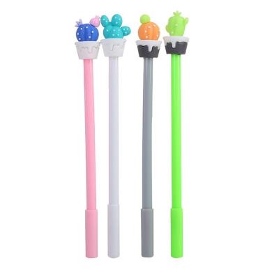 China Normal Wholesale Creative Black Ink Inscription Learning Office 0.5mm Pen Cute Cactus Silicone Head Student Smooth No Broken Ink Gel Pen for sale