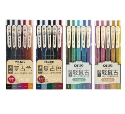 China New Sale Hot Creative Replaceable Large Capacity Press Colored Gel Pen Set Student Stationery Office Retro Refill Quick-Drying New for sale