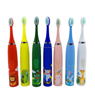 China Rechargeable Waterproof Cartoon Cute Printing Vibrate Baby Kids Automatic Soft Sonic Electric Toothbrush Kids for sale