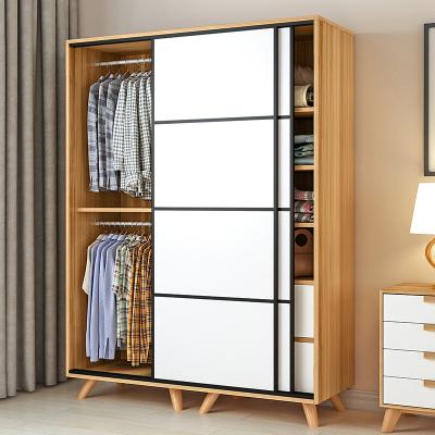 China Product Design Modern Bedroom Furniture Convertible Warm White Wooden Wardrobes With Sliding Door for sale