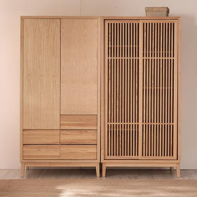 China Modern minimalist convertible all household sliding door multi layer board locker solid wood eco-friendly bedroom wardrobe for sale