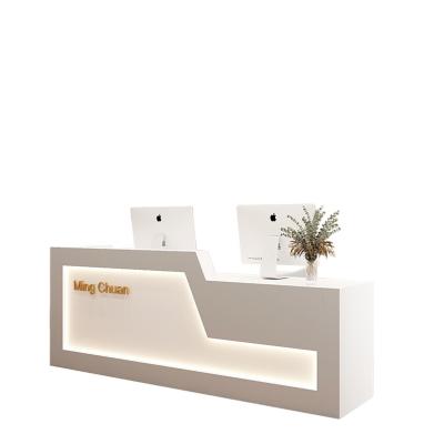 China Small Living Room Reception Desk LED Light Source Minimalist Multicolor Customizable Logo Micro Reception for sale