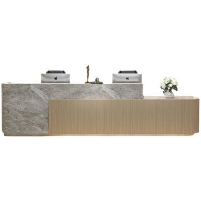 China Modern minimalist creative design LED light source marble texture reception desk reception desk for sale