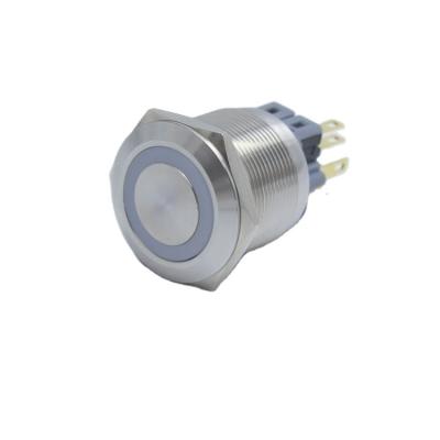 China Stainless Steel / Chrome Plated 22mm Brass 6 Pin 12 Volt Illuminated Metal Momentary Push Button Switch for sale