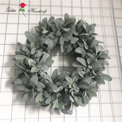 China Silk garland and garpevine lambs ear farmhouse bedroom wreath, for home decoration and wedding for sale