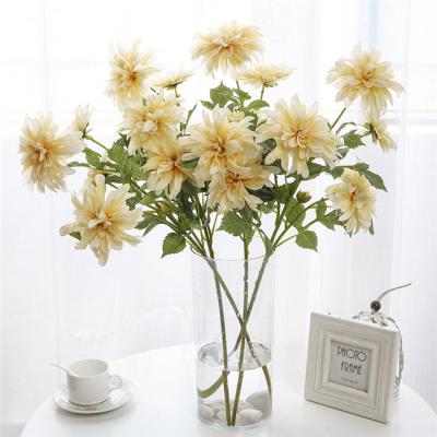 China QSLHC1056 Silk Decorative Artificial Flowers Single Dahlia For Wedding Decor for sale