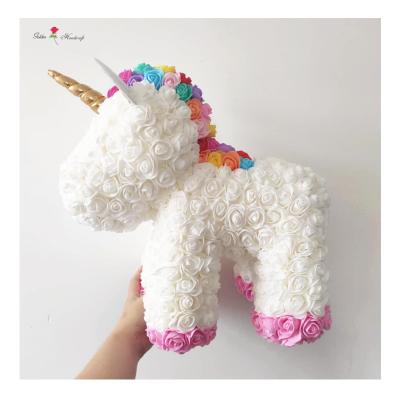 China High Quality Events Decoration QSLH-C1294 Valentine's Day PE Foam Rose Bear Rose Unicorn For Wholesale for sale