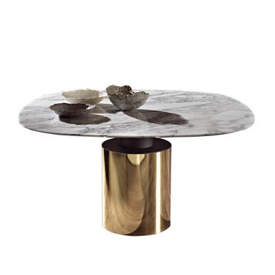 China 2020 Unique New Product Coffee Table Italian Design Modern Gold Stainless Steel Marble Coffee Table for sale