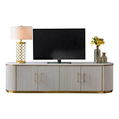 China New 200 Centimeter Luxury TV Stand Furniture TV Cabinet Modern Marble Leather TV Stand Luxury for sale