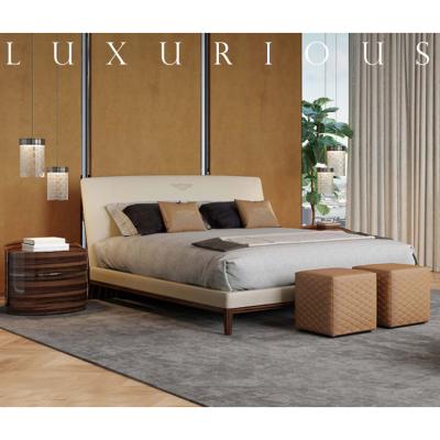 China Modern Italian High End Luxury Leather Double Bed Designer Light Luxury Master Bedroom Custom Furniture for sale