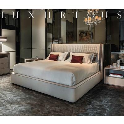 China Modern light luxury nordic simple style double bed villa bedroom leather furniture for sale