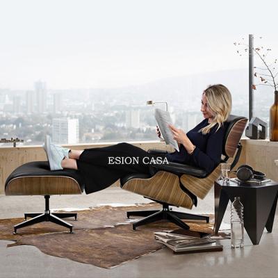 China Nordic simple luxury living room leather lounge chair designer chair rotating chair set for sale