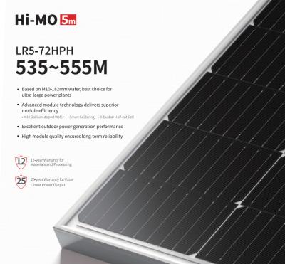 China Solar Power System Longi Hi-MO5m Longi Hi-MO5m Solar Power System MBB Cells 555W Half Solar Panel 535W 545W 550W Module Efficiency for sale