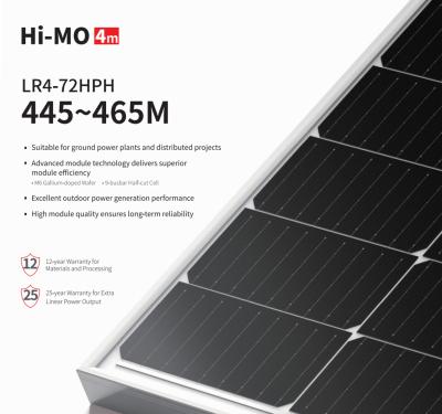 China Solar Power System 9BB 10BB PV 465 Watt Monocrystalline Longi 445w Solar Panel For Hybrid Out Door Solar System for sale