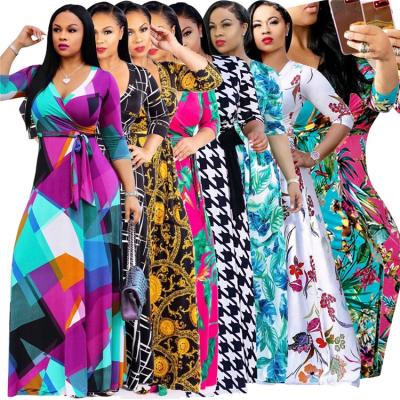 China IF-43 Anti-Static Women Dresses Floral Maxi Dresses Women Summer Clothing Women Casual Elegant Elegant Casual Lady for sale