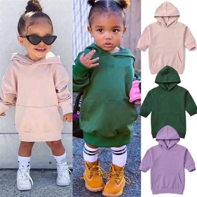 China LFQ-748 Anti-wrinkle children fall clothing boutique 2021 Autumn Winter Kids Clothing Girls clothes Hoodie fall dresses for girls for sale