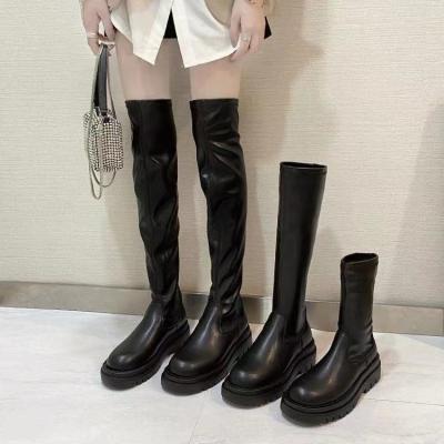 China LFZ-688 Anti-slippery Martin Boots Women Shoes 2021 long boots leather trim high knee boots wholesale women shoes 2021 winter shoes for sale