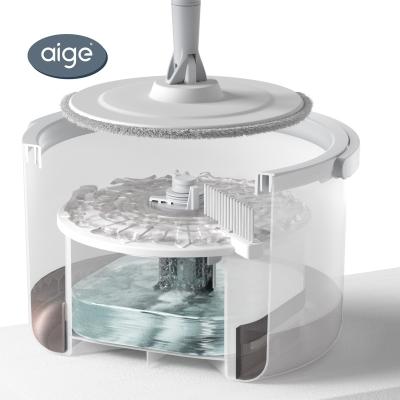 China AIGE C1 Sewage separation rotating squeeze bucket mop spin microfiber flat rotary mops magic floor cleaner 360 spinning mop for sale