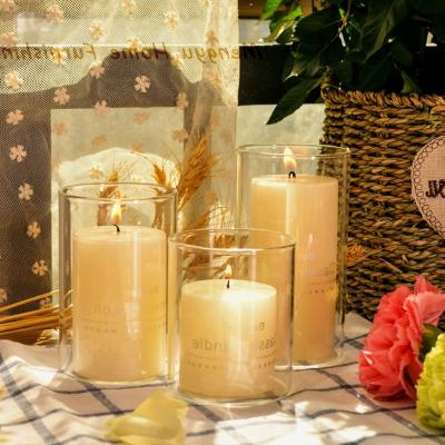 China Hot Selling Luxury Glass Amber Glass Jar Candle Glassware Perspex Candle Holder Home Decoration Online Store for sale