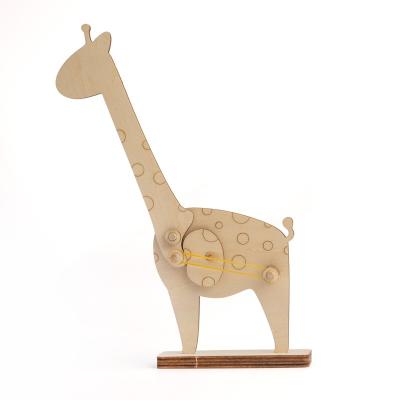 China School Science Projects Ecological Wooden Model of DIY FSC Wooden Movable Giraffe for sale