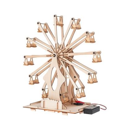 China Inspire the young mind; Know School Lesson Amazon Hot Selling Belt Pulley Ferris Wheel PULL BACK Wooden Educational Construction Toy for sale