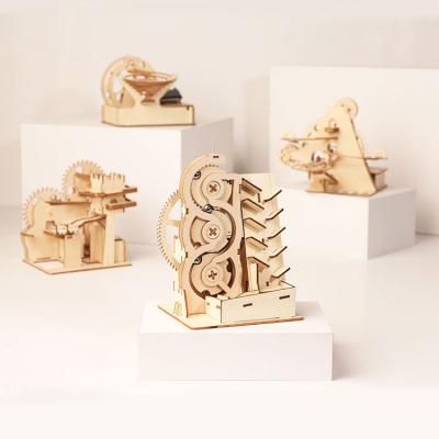 China Decoration & puzzle & Toy Laser Cut and UV Copy REFRESH 3d Folk Wooden Wooden Folk Solar Powered Mechanical Puzzle Toys Speed ​​Crafts Educational Game for sale