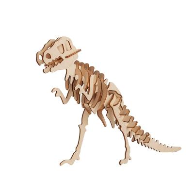 China STEM toy for cutting and copying UV 3D T - rex dinosaur wooden puzzle children's laser laser jigsaw puzzle for sale