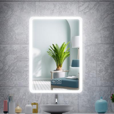 China Trend Eclectic Square Backlit Touch Screen Anti Fog LED Strip Lights Smart Bathroom Mirrors for sale