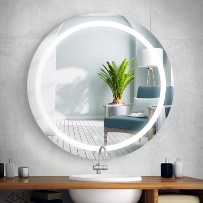 China 2021 New Arrival Luminous Round Wall Mounted LED Bathroom Vanity Mirror Defogger For Home Hotel for sale