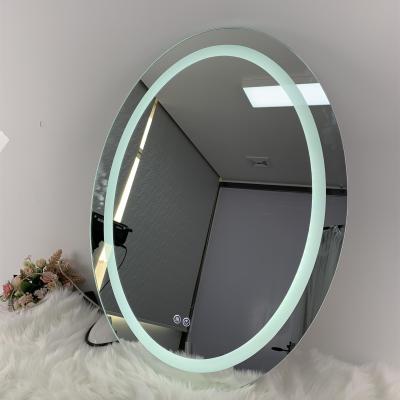 China Illuminated High Quality Oval Shape Led Bathroom Demister Mirror With Smart Switch For Home for sale