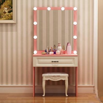 China New Design Lighted Dressing Drawers Table With Hollywood LED Vanity Girl Hollywood Makeup Mirror for sale