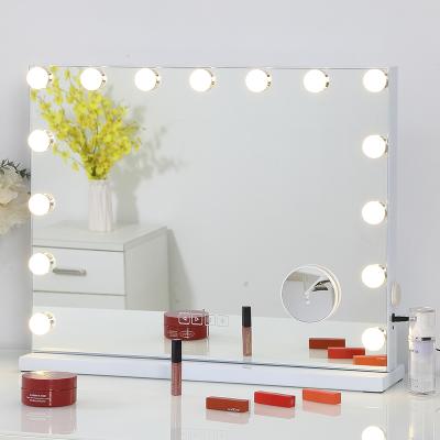 China Amazon Hot Selling Lighted Hollywood Style 15 Bulbs Three Color Changed LED Touch Screen Vanity Makeup Mirror for sale