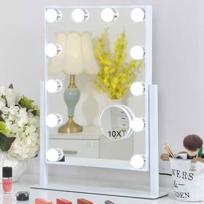 China Smart LED Lighted Touch Screen Makeup Mirror Square Cosmetic Mirror With 12 LED Light Make Up Mirror for sale