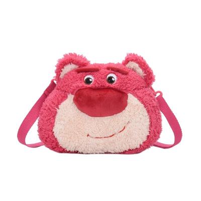 China Wholesale Cute Girl Heart Bear Strawberry Doll Cartoon Plush Single Shoulder Cross - Body Bag Cell Phone Zero Wallet 20*18cm for sale