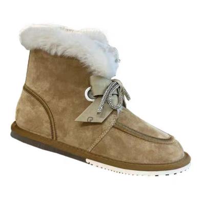 China Fashion Trend Bow Tie Lace Trim Whip Boots Thick Winter Snow Leisure High Top Boots for sale