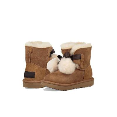 China Fashion Trend New Children's Fur Ball Sheep Snow Boots Fur Embedded Warm Winter Cotton Non-slip Ankle Boots for sale