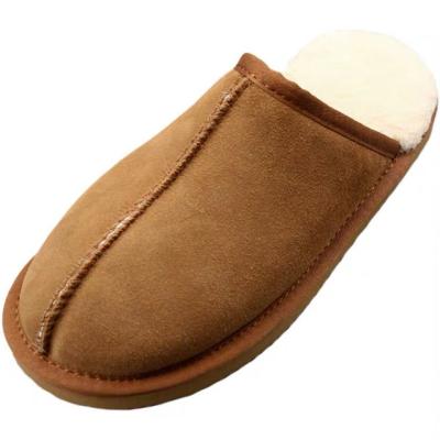 China New fashion trend autumn/winter men's oversized thick leather wool cotton non-slip slippers with soft sole for sale