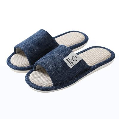 China Four Solid Color Men's Flat Slippers Fashion Seasons Trendy Large Size Non-Slip Floor Canvas Slippers Flat Slippers for sale