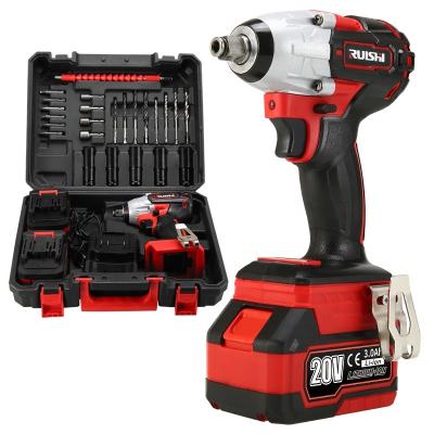 China 320n.m 21v Max Cordless Torque Wrench Battery 15AH Tool Kit Handle Electric Brushless Power Industrial Impact Wrench for sale