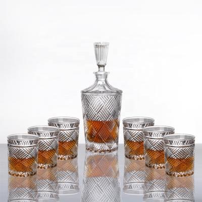 China Bar Resteround Hotel Manufacturing Crafted Glass Decanter And Whiskey Glasses Set Wiskey Decanters for sale