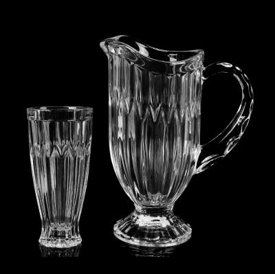 China Stored Glass Water Juice Jug Set 7Pcs Luxury Glass Water Pitcher Middle East With 6 High Ball Glasses for sale