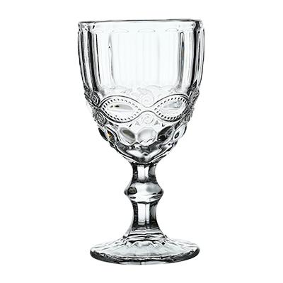 China New household classic/postmodern clear goblet glass wine water goblet set embossed champagne crystal goblets for sale