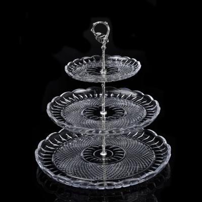 China 3 Tier Sustainable Quality Glass Premium Cake Stands Wedding Cakes Plate for sale