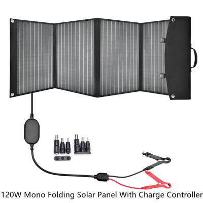 China High Quality Durable Charing Mobile Phones ETFE Solar Panel Charger 120W Mono Folding Solar Panel With Charge Controller for sale