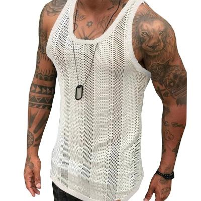 China Hot Selling Summer Solid Color Tank Top Breathable Man Sweater White Vest for sale