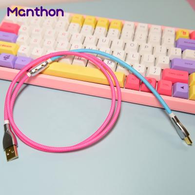 China Custom OEM USB Type C Mechanical Keyboard Cable Paracord Gx12 Tab Coil Coiled Mechanical Keyboard with Aviator Connector for sale